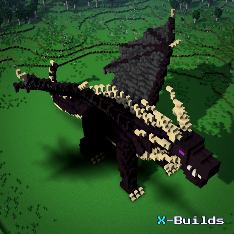 Black Dragon, a Minecraft statue build