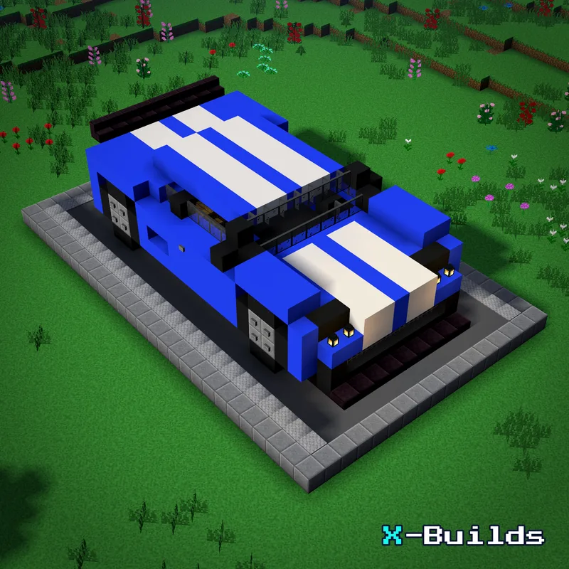 Blue Sports Car, a Minecraft vehicle build