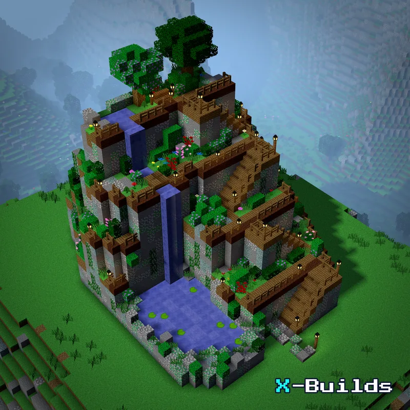 Cliffside Garden, a Minecraft garden build