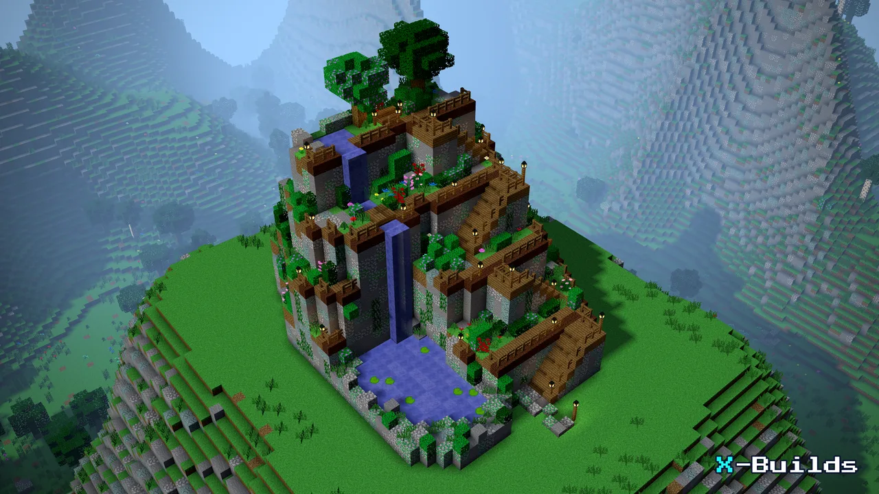 Cliffside Garden, a Minecraft build