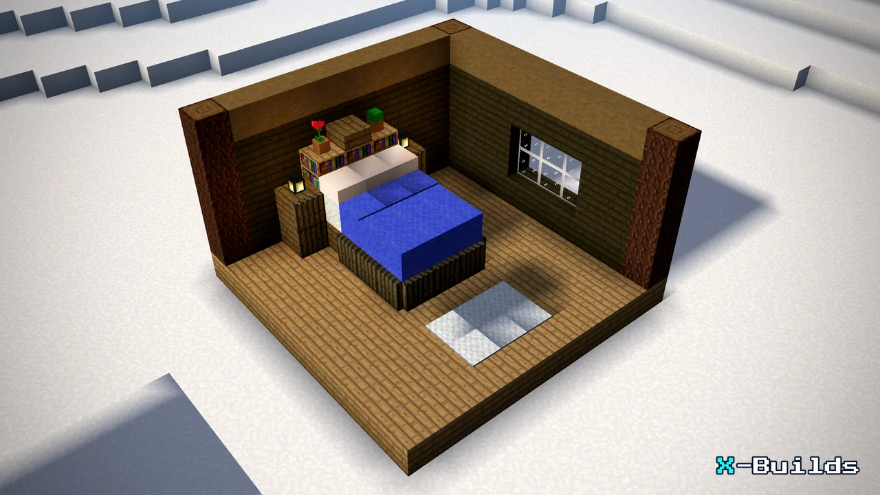 The Cozy Double Bed, a Minecraft furniture build