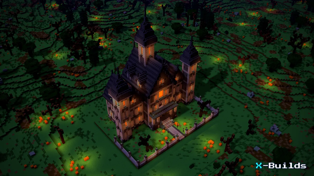 Creepy Mansion, a Minecraft build