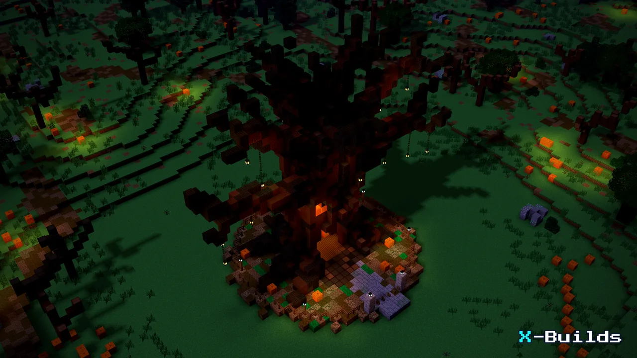 The Creepy Tree Entrance, a Minecraft decoration build