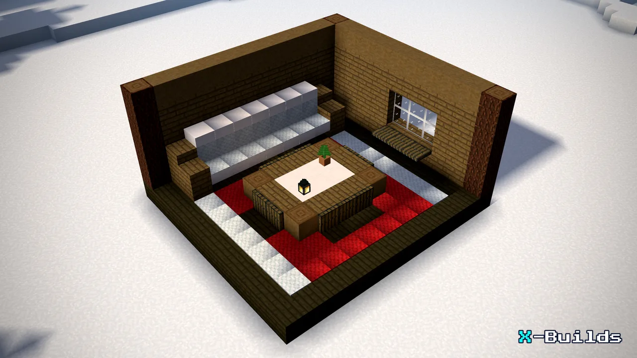 The Decorated Coffee Table, a Minecraft furniture build