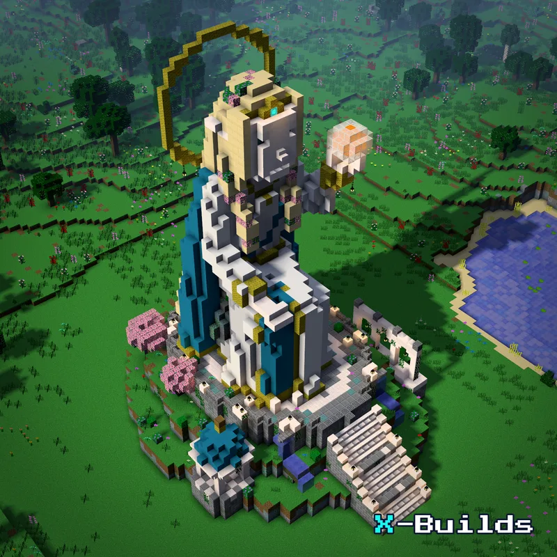 Elven Goddess Statue, a Minecraft statue build