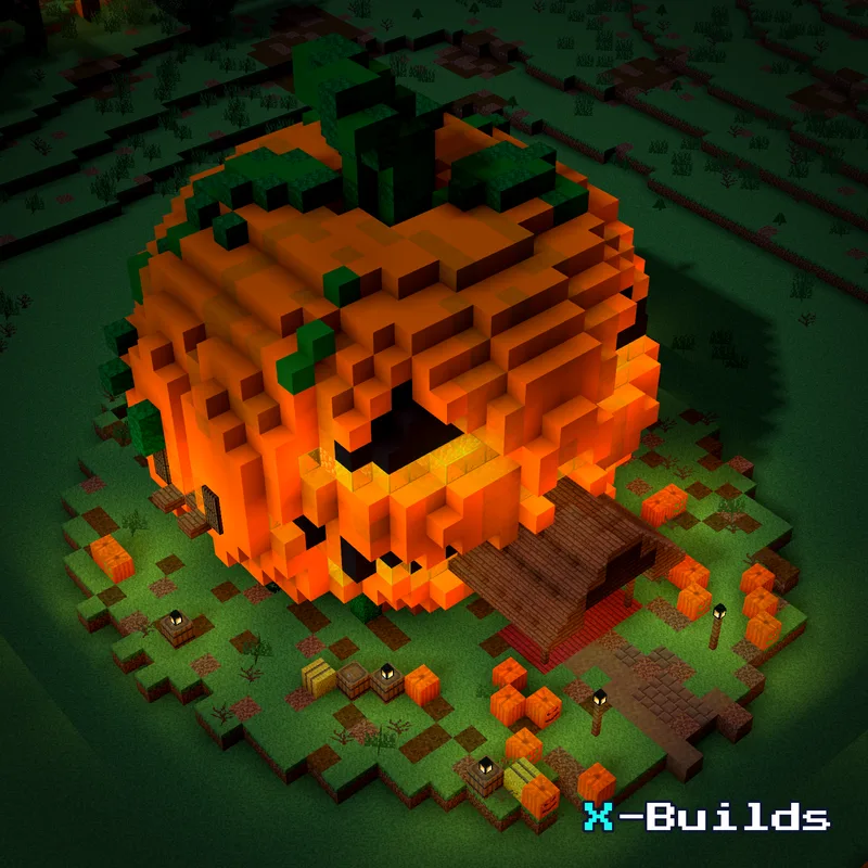 Giant Pumpkin House, a Minecraft house build