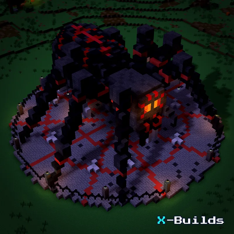 Giant Spider Boss, a Minecraft statue build