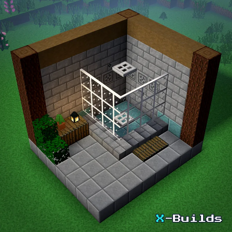 Glass Shower, a Minecraft furniture build