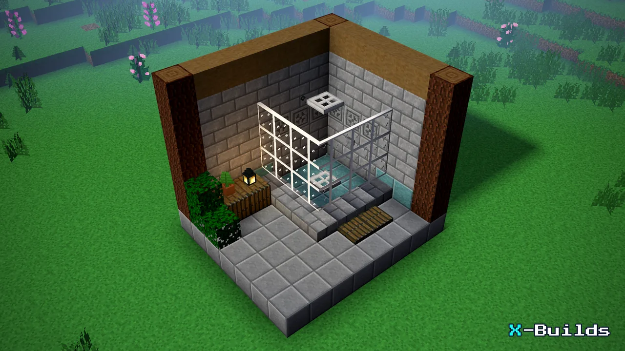 The Glass Shower, a Minecraft furniture build