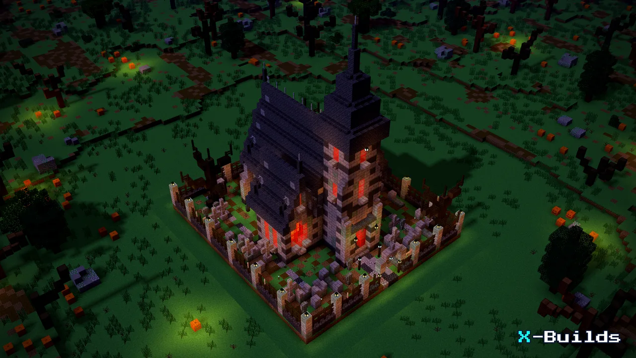 Graveyard Chapel, a Minecraft build