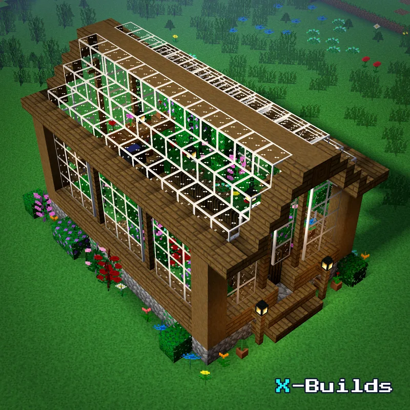 Greenhouse, a Minecraft garden build