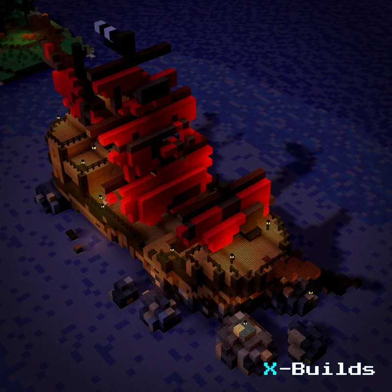Haunted Shipwreck, a Minecraft vehicle build