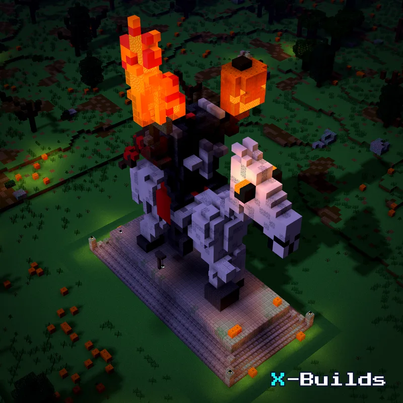 Headless Horseman Statue, a Minecraft statue build