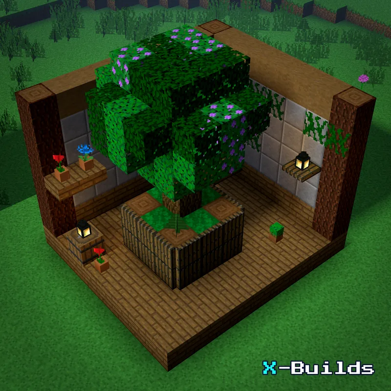 Indoor Potted Tree, a Minecraft furniture build