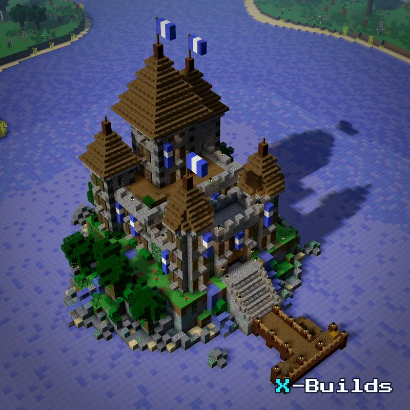Lake Island Fort, a Minecraft castle build