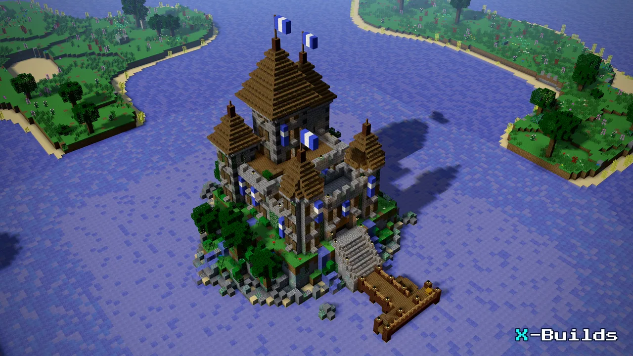 Lake Island Fort, a Minecraft build