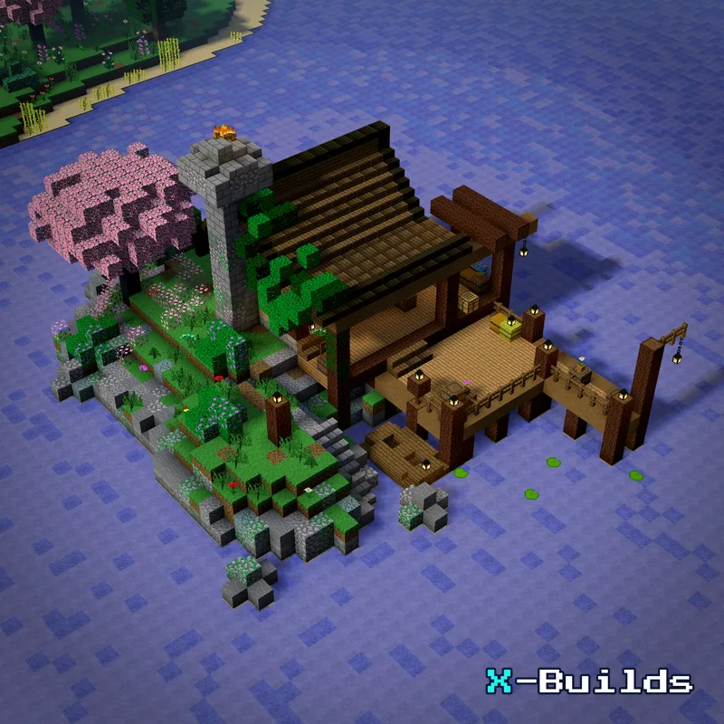 Lakeside Fishing Hut, a Minecraft house build