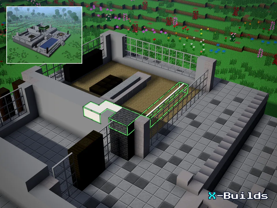 Step 226 of the Modern Luxury Villa: Walls · Layer 9 (part 9 of 12)