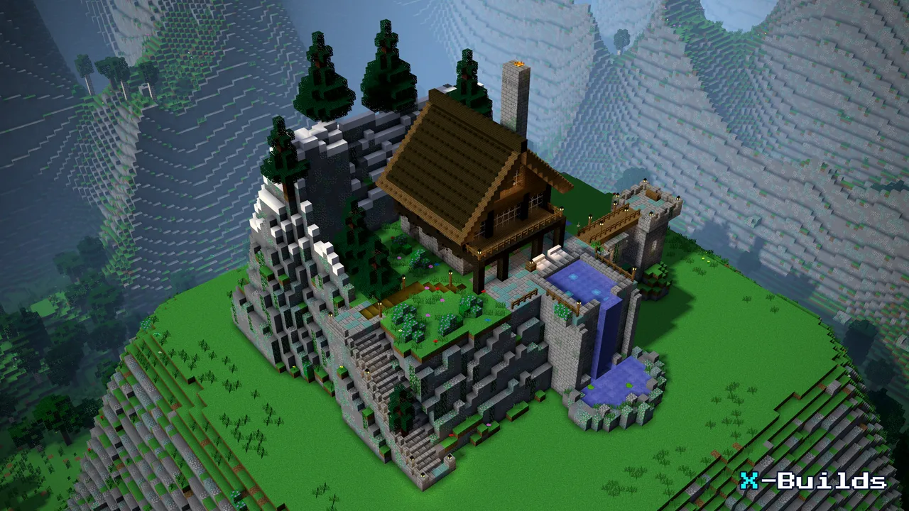 Mountain Cliffside House, a Minecraft build