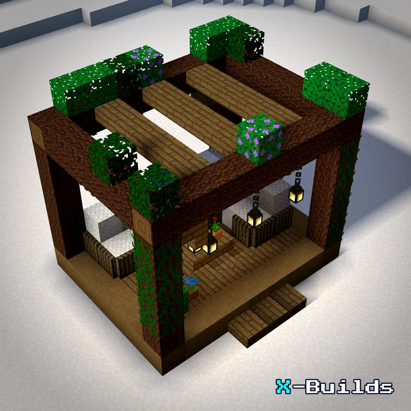 Outdoor Pergola Seating, a Minecraft furniture build