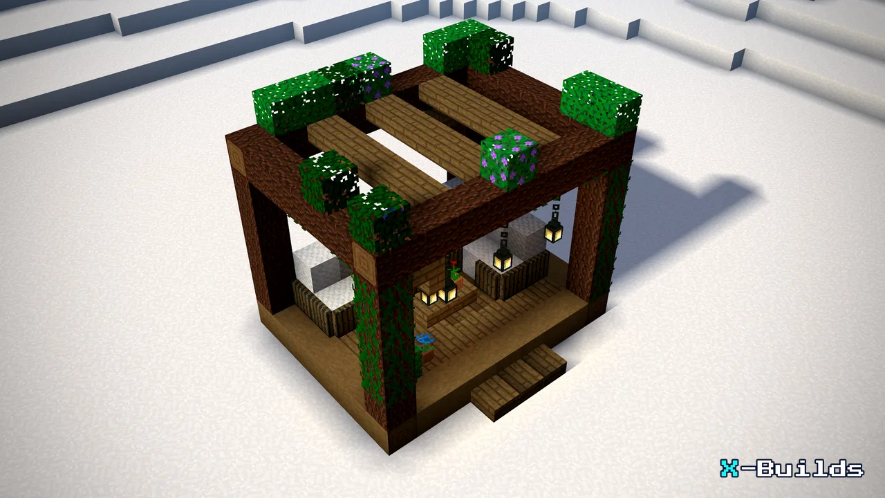 The Outdoor Pergola Seating, a Minecraft furniture build