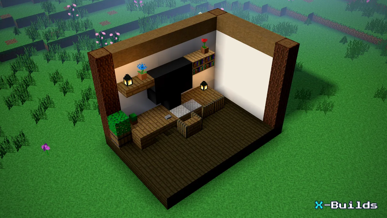 The PC Desk Workstation, a Minecraft furniture build
