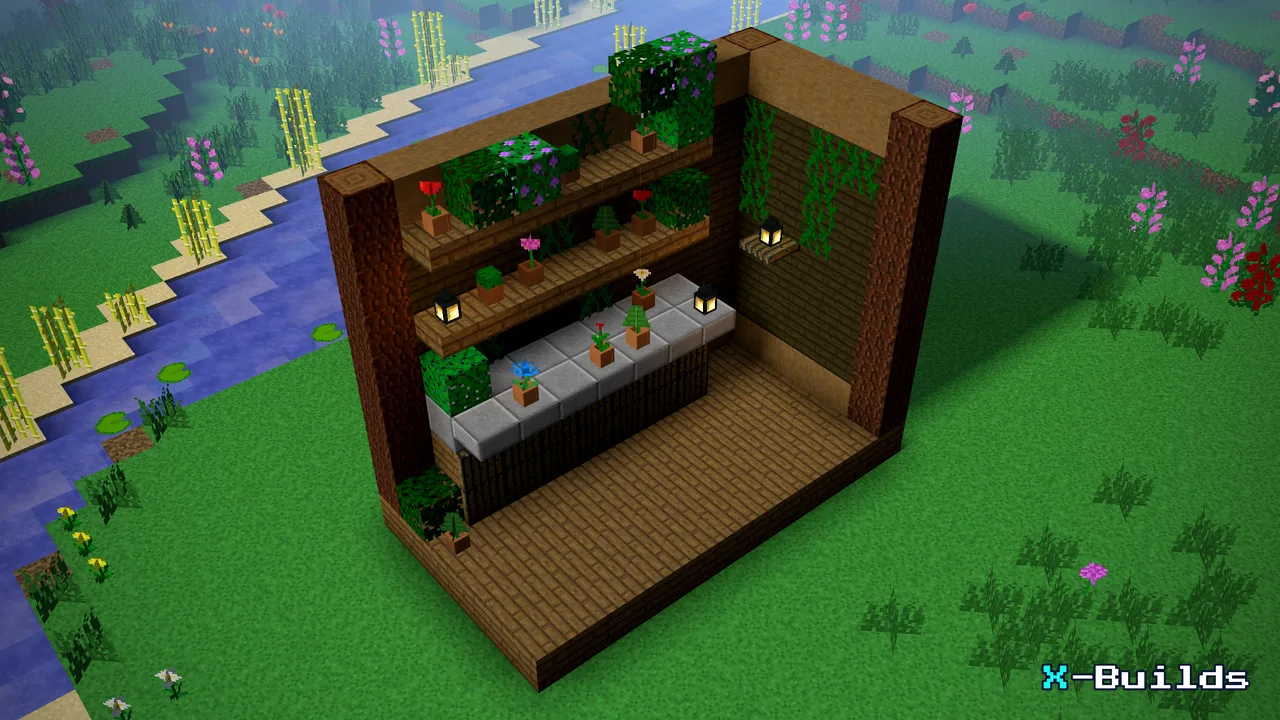 The Plant Display Shelf, a Minecraft furniture build