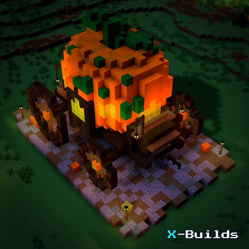 Pumpkin Carriage, a Minecraft vehicle build