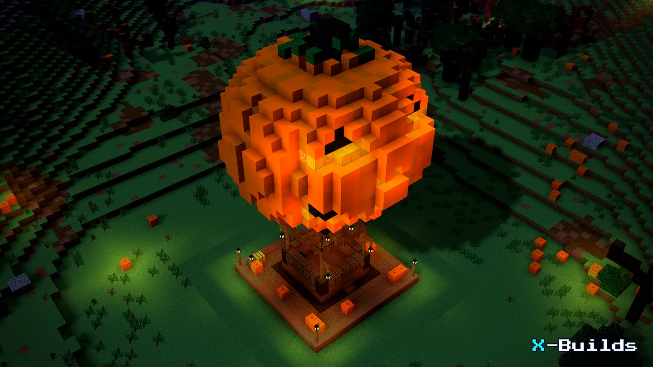 Pumpkin Hot Air Balloon, a Minecraft build