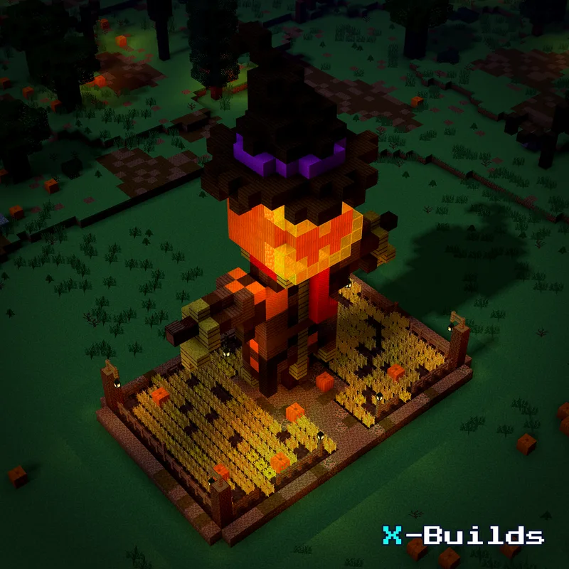 Pumpkin Scarecrow, a Minecraft decoration build