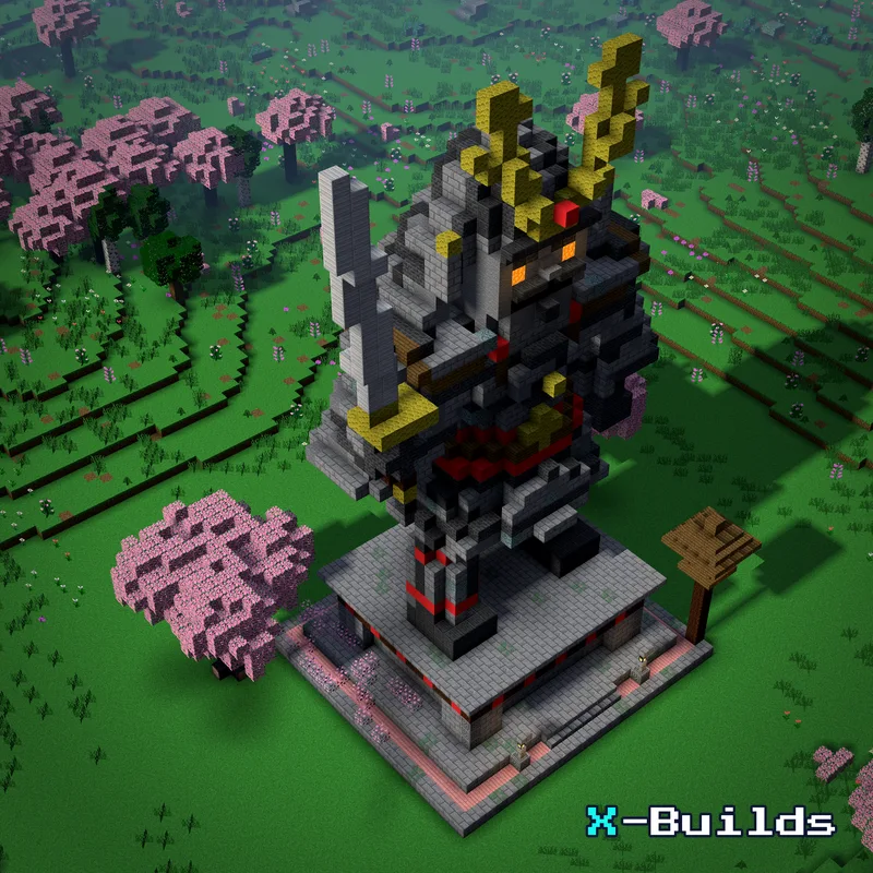 Samurai Statue, a Minecraft statue build