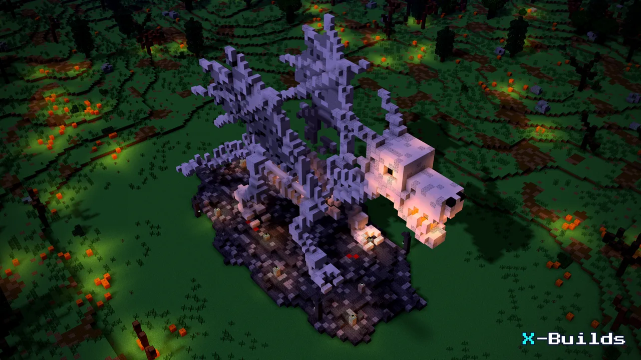Skeleton Dragon, a Minecraft build