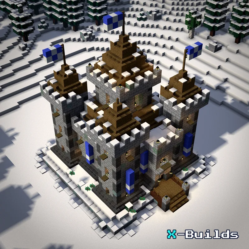 Small Winter Castle, a Minecraft castle build