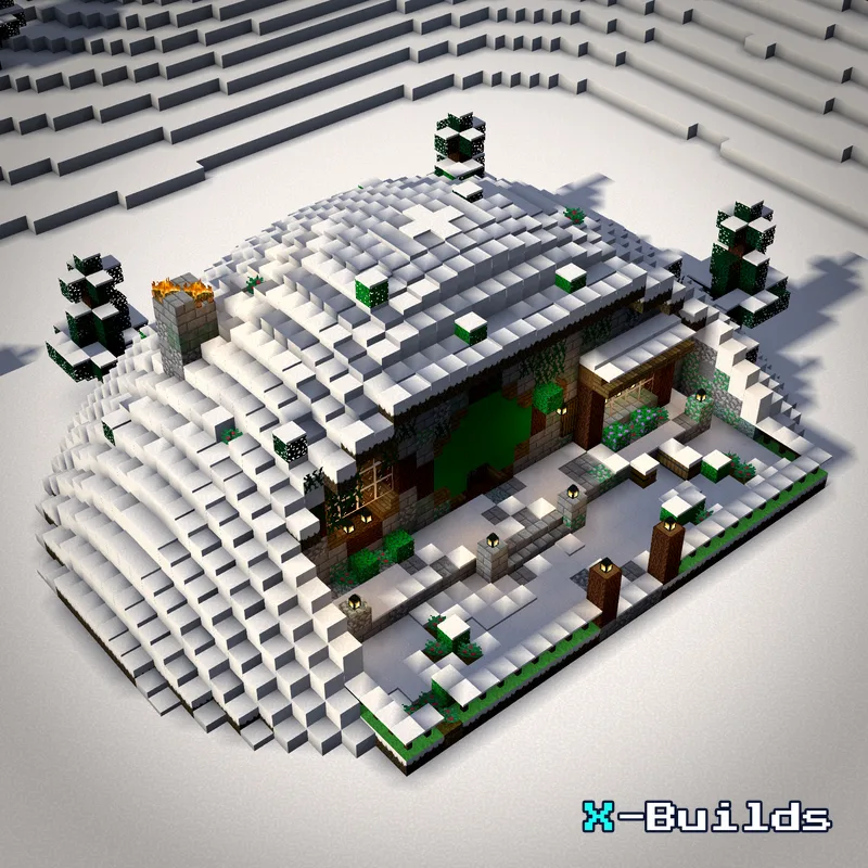 Snowy Hillside Burrow, a Minecraft house build