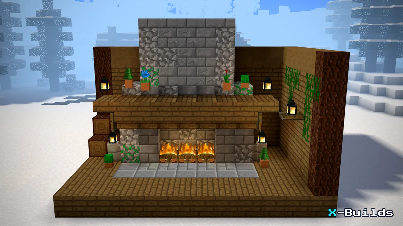The Stone Fireplace, a Minecraft build from X-Builds
