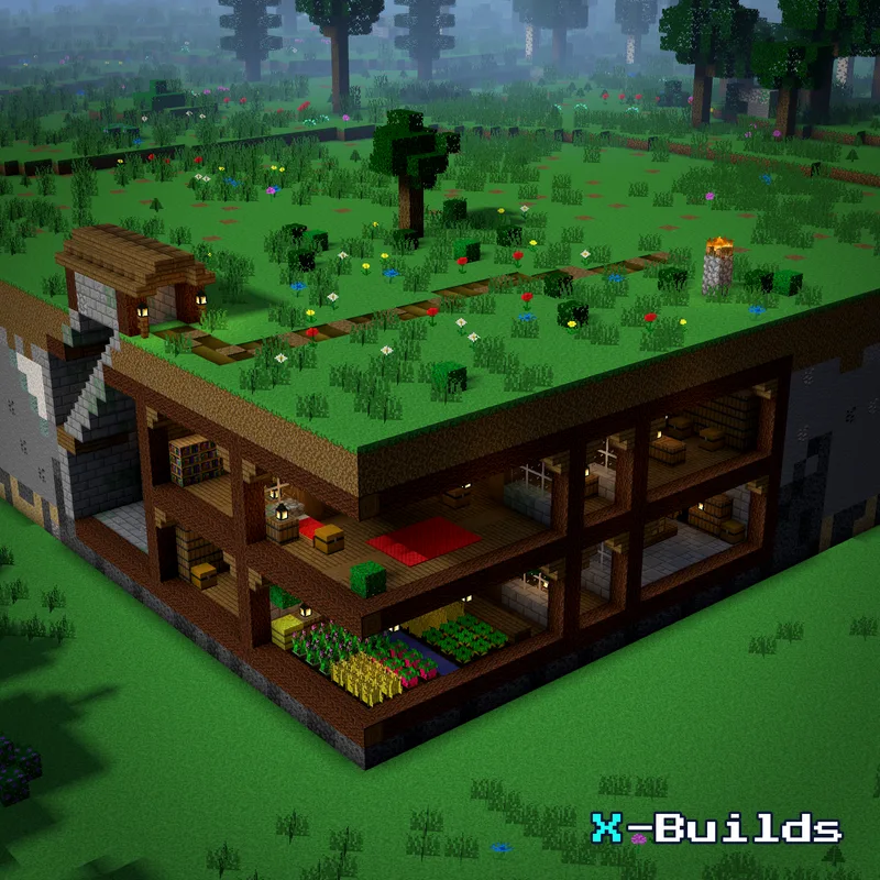 Underground Base, a Minecraft base build