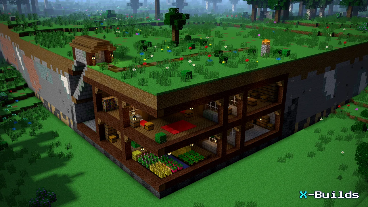 Underground Base, a Minecraft build