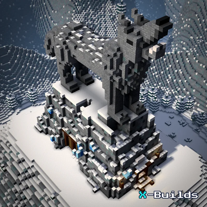 Wolf Statue, a Minecraft statue build